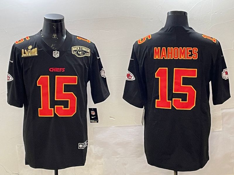 Men Kansas City Chiefs #15 Mahomes Black 2025 Nike Vapor Limited NFL Jersey style 2095
